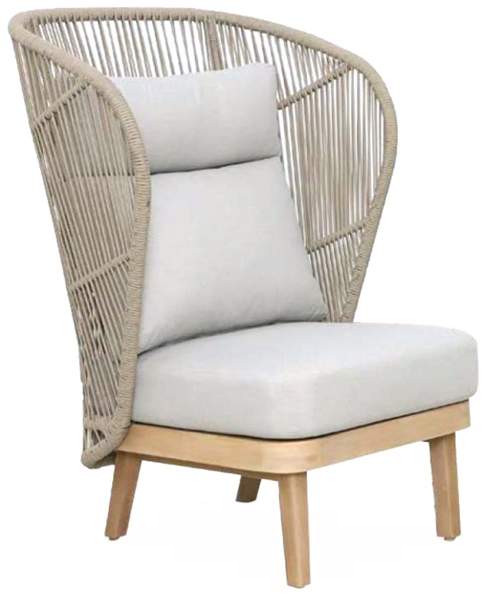 Лаунж-кресло плетеное с высокой спинкой Tagliamento Mali, натуральный