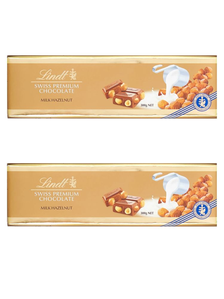 Молочный шоколад Lindt с цельным лесным орехом 300 г x 2 шт