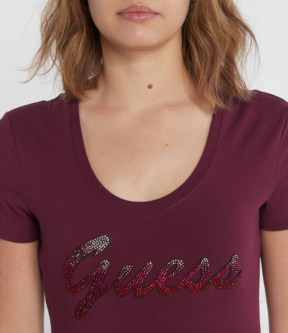 Футболка SS RN SHINY GUESS - бордовый(W3BI31 J1314)