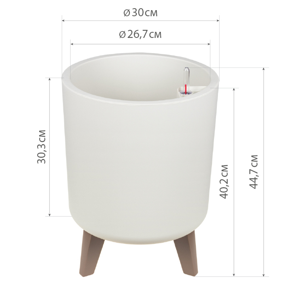 Кашпо ФЛОРИАН высокое с автополивом на ножках D300 мм 19л М3159