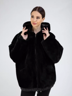 Дубленка натуральная с капюшоном двухсторонняя
