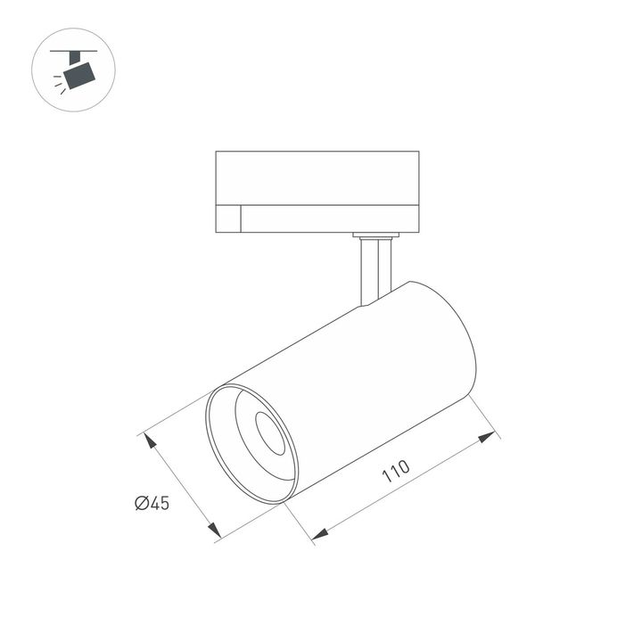 Трековый светодиодный светильник Arlight LGD-SPOT-2TR-R45-7W Warm3000 (BK, 24 deg, 230V) 042539