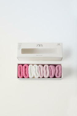 ZARA НАБОР ИЗ ЧЕТЫРЕХ ПАР НОСКОВ РАЗНЫХ ЦВЕТОВ, РОЗОВЫЙ