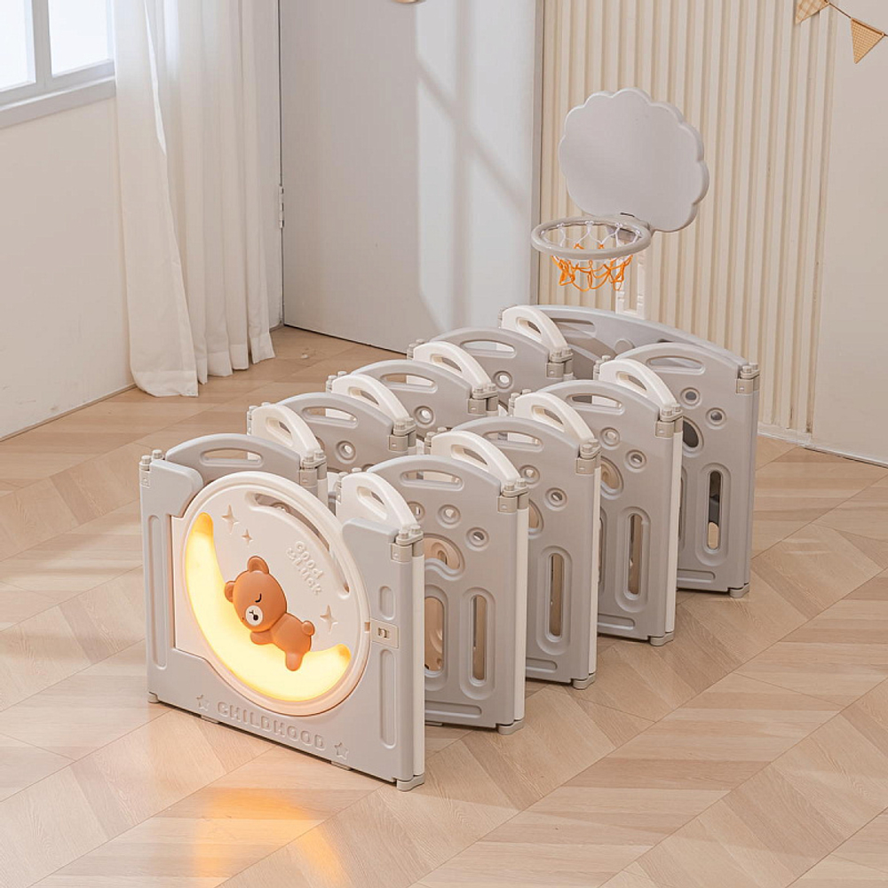 Манеж UNIX Kids DeLuxe Grey,180 x 200 см с игровыми аксессуарами