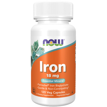 Now Foods Iron 18 mg 120 veg capsules, Железо