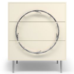 Комод Арт Колор matte Стайл Сильвер с 3 ящиками Кремовый белый матовый