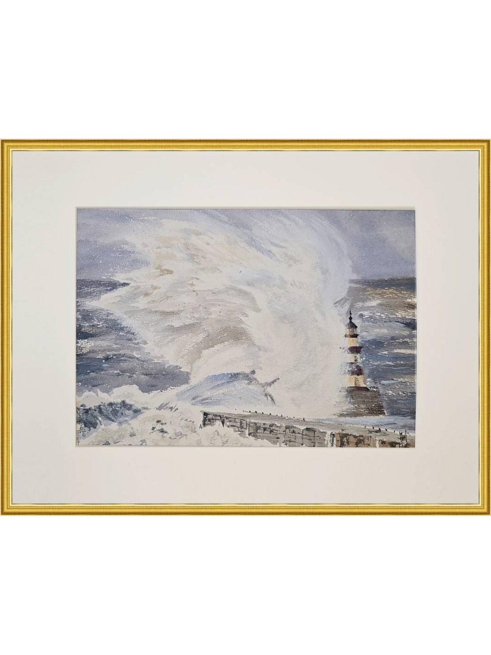 Картина авторская акварельная в паспарту 30х40 см на стену для интерьера "Шторм"