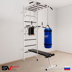 Шведская стенка Sv Sport усиленная 6562 (Турник рукоход/Брусья/Скамья/Канат/Трапеция/Цепь/Мешок 22кг)