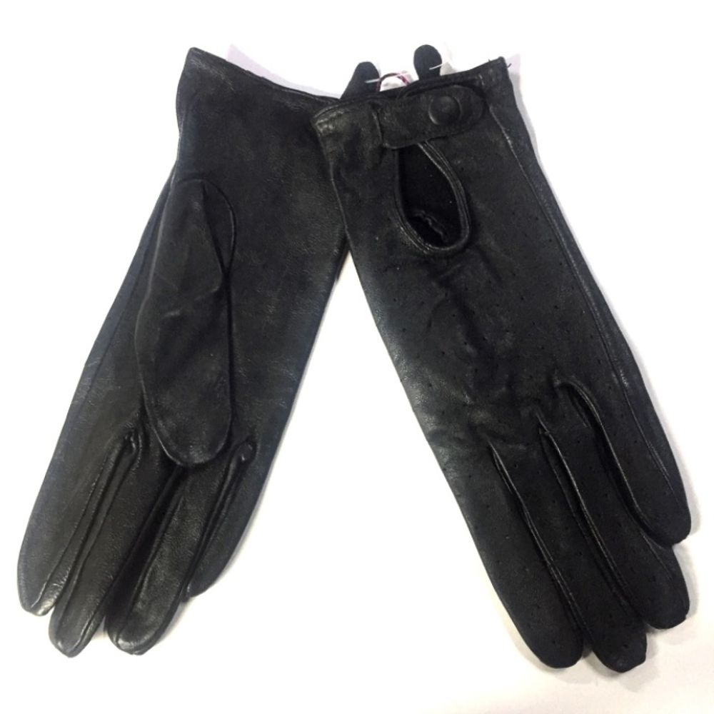 Перчатки женские кожаные Uspexa черные перф.