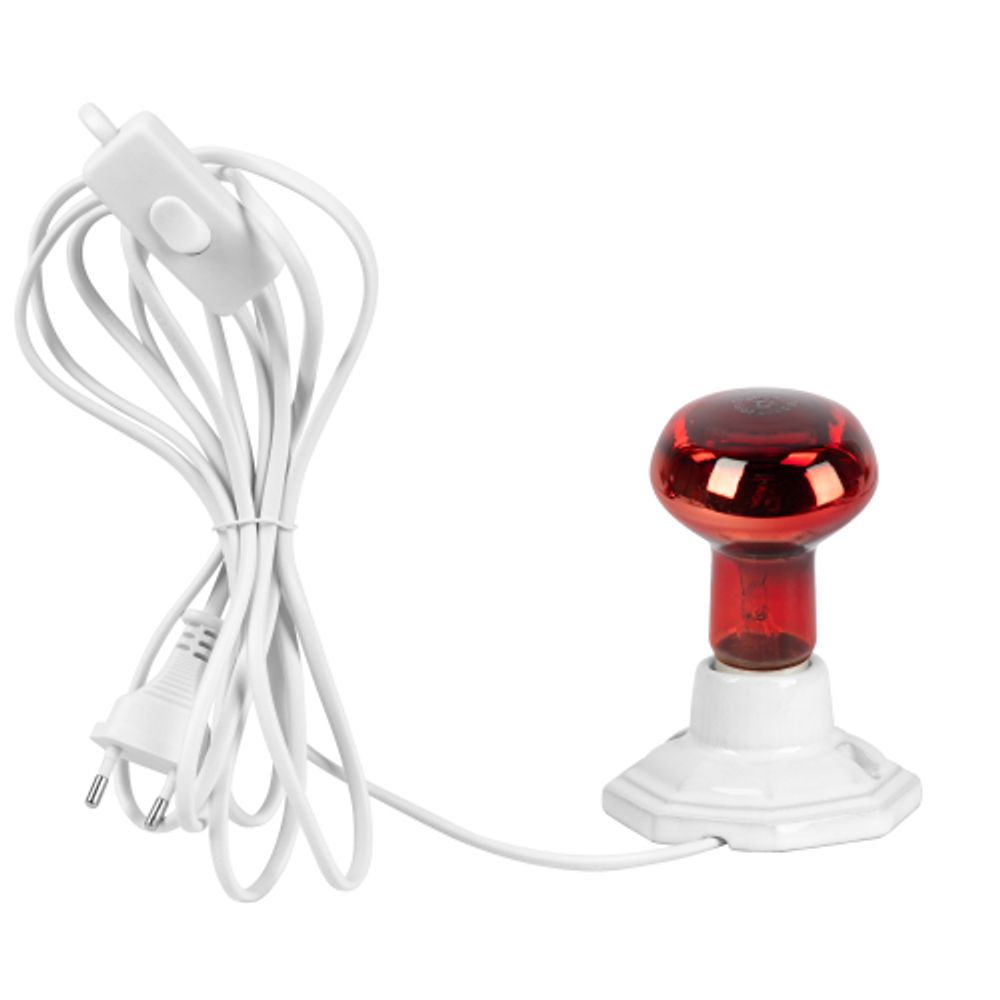 Светильник для инфракрасной лампы ЭРА FITO-Holder-CAP-light 3 м патрон-основание керамический с кабелем и цоколем Е27 | Светильники для растений