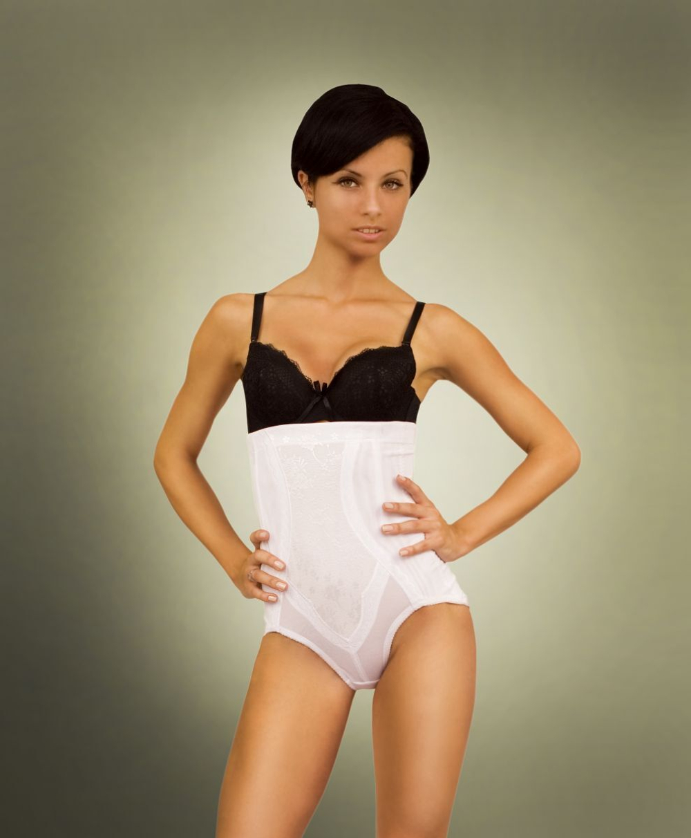 Трусики-корсет из эластичного материала на косточках (Размер: XL) (Цвет: черный)