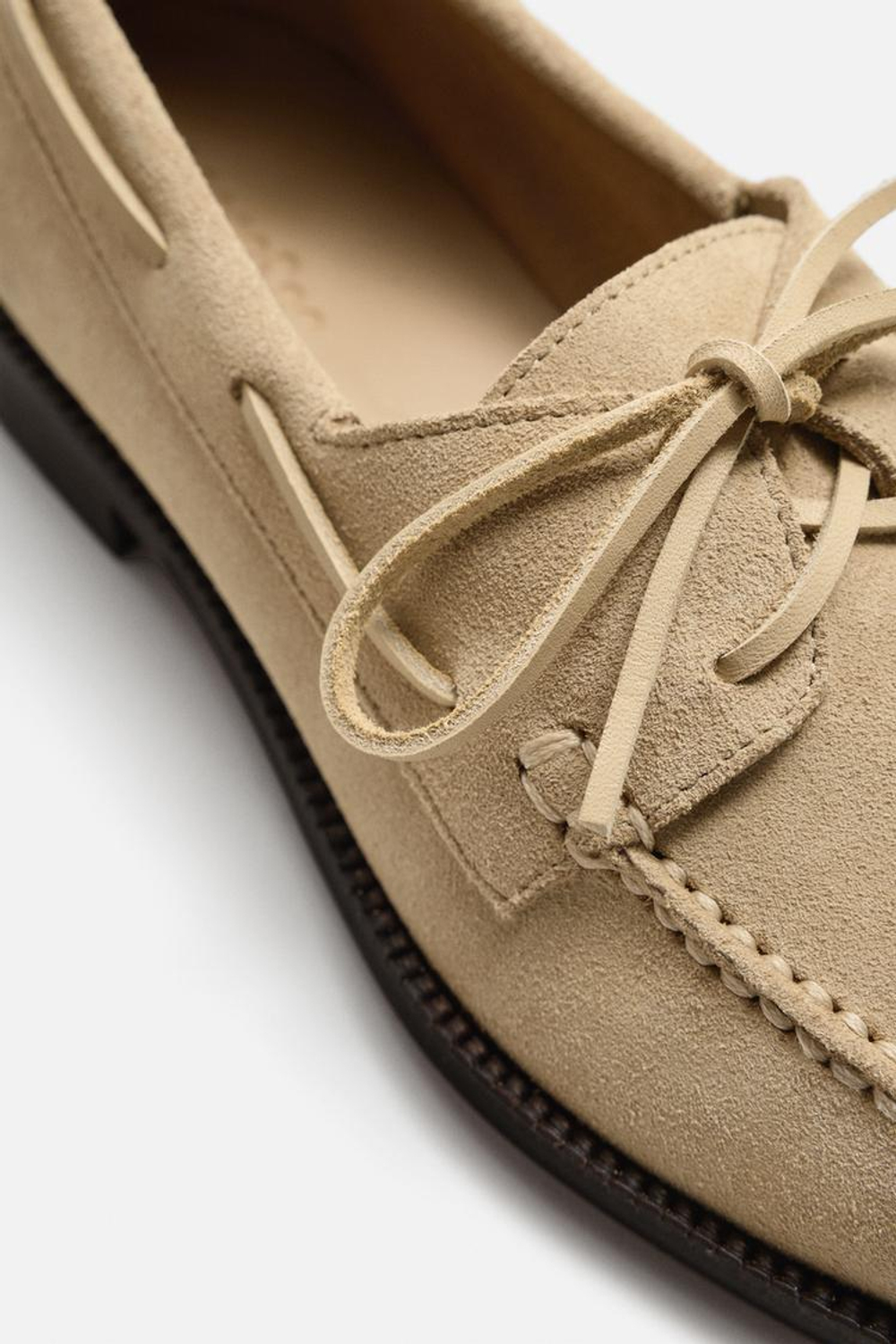 ZARA КОЖАНЫЕ ТОПСАЙДЕРЫ, БЕЖЕВЫЙ