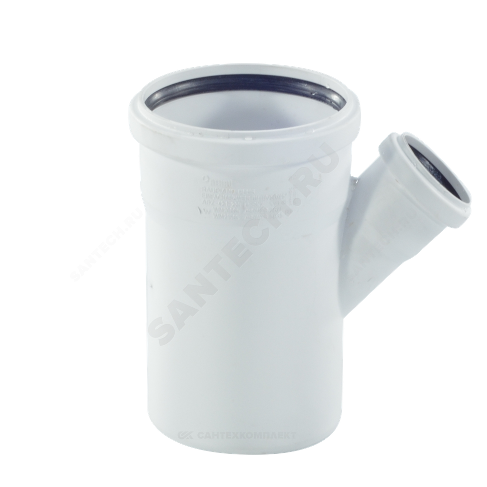 Тройник PP-H переходной бесшумный белый RAUPIANO PLUS Дн 110х50х45гр б/нап в/к Rehau 11213041001