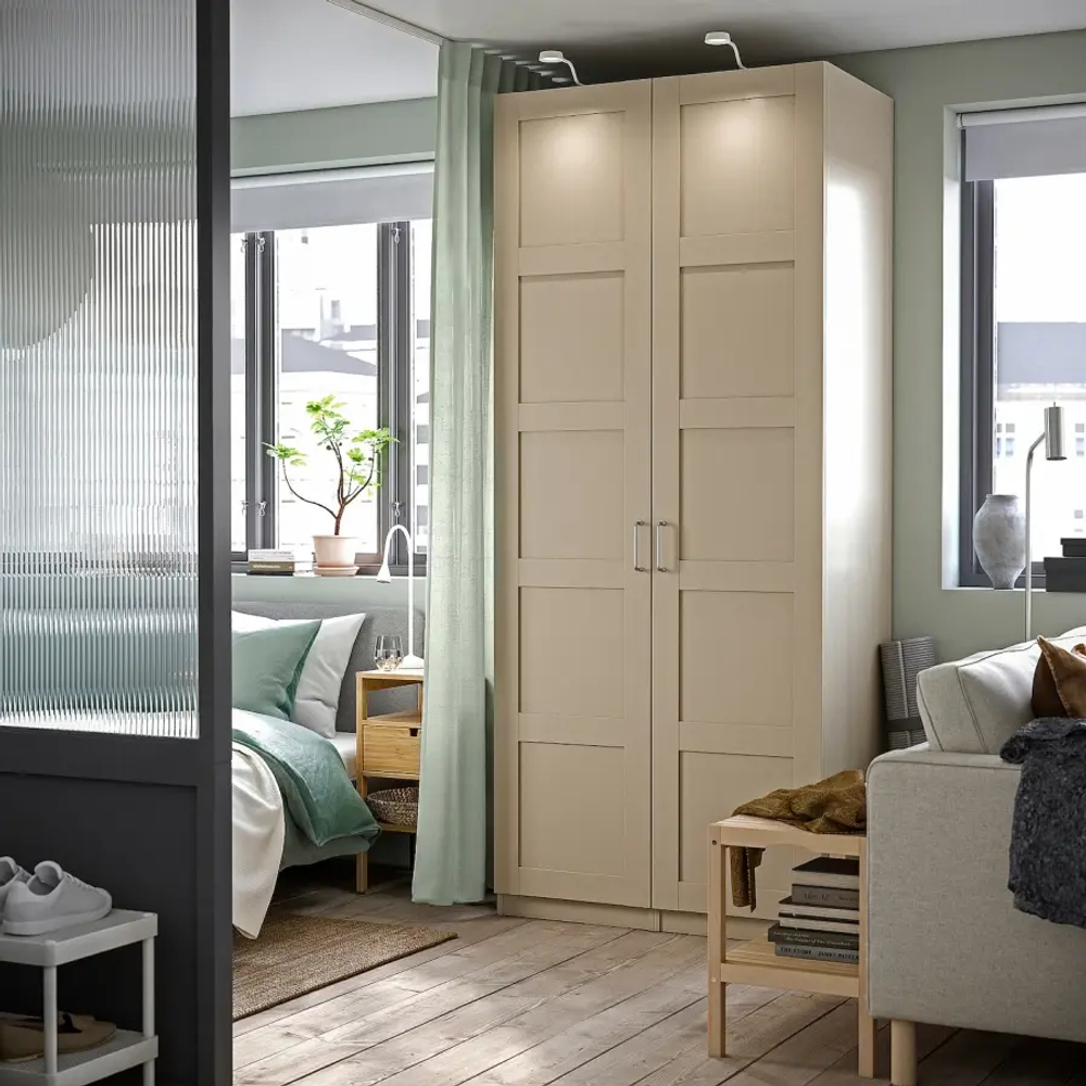 Гардероб - PAX / BERGSBO IKEA/ПАКС/  БЕРГСБО  ИКЕА,  237х100 см, бежевый