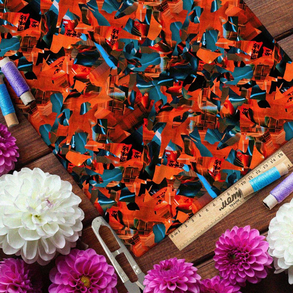 Ткань шифон красные оригами