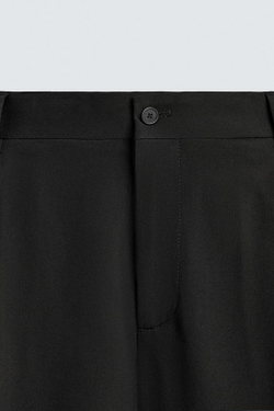 ZARA КОСТЮМНЫЕ БРЮКИ COMFORT СО СКЛАДКАМИ, ЧЕРНЫЙ