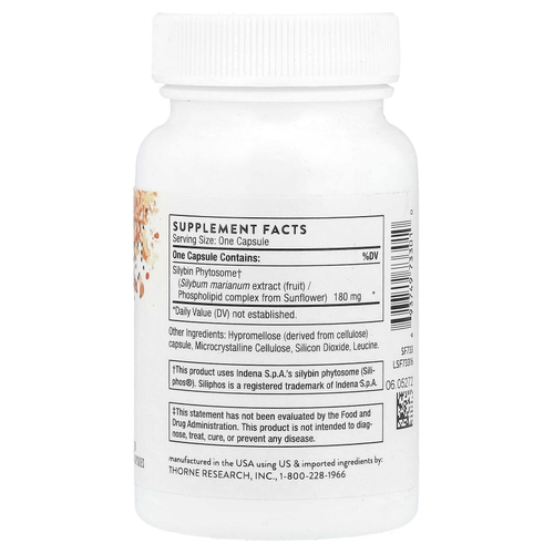 Thorne, Siliphos®, фитосомы расторопши, 90 капсул (180 мг на капсулу)