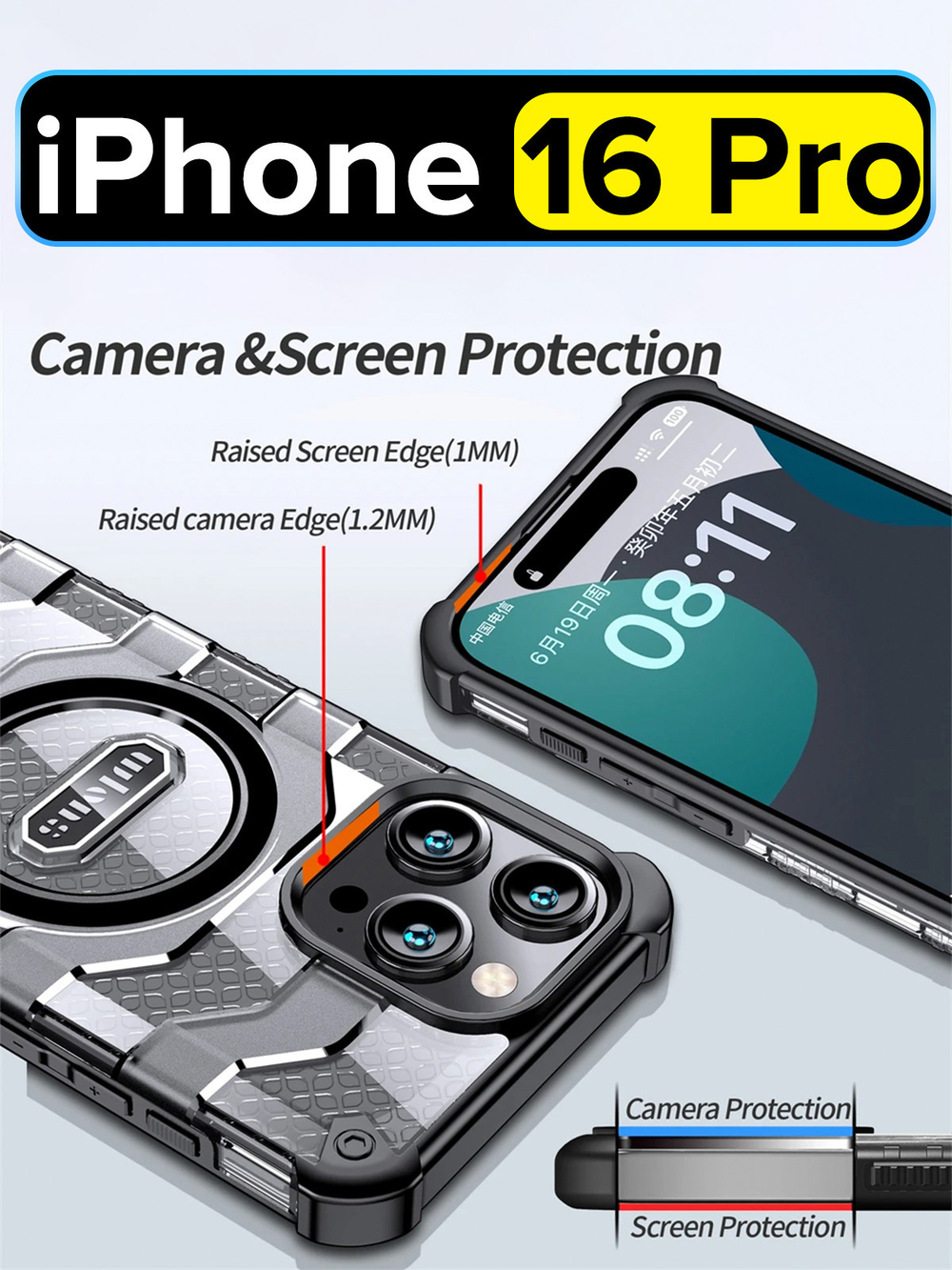 Чехол для Apple iPhone 16 Pro противоударный, защита углов и камеры, WLONS