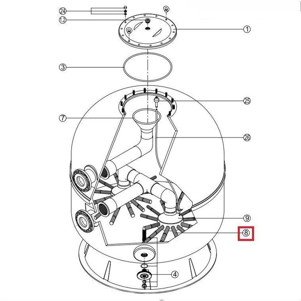 Дюзa для фильтра AK Kripsol/VASO Ø 800 RCFI0008.02R