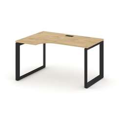 Style Project Стол рабочий эргономичный SN-59O.SPA-021(L) Тиквуд Светлый/Металл Черный/Черный Заглуш