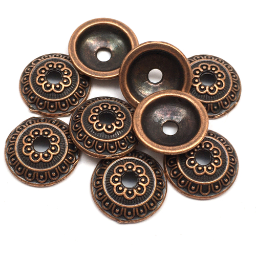 Шапочки для бусин 14х4 мм, под медь