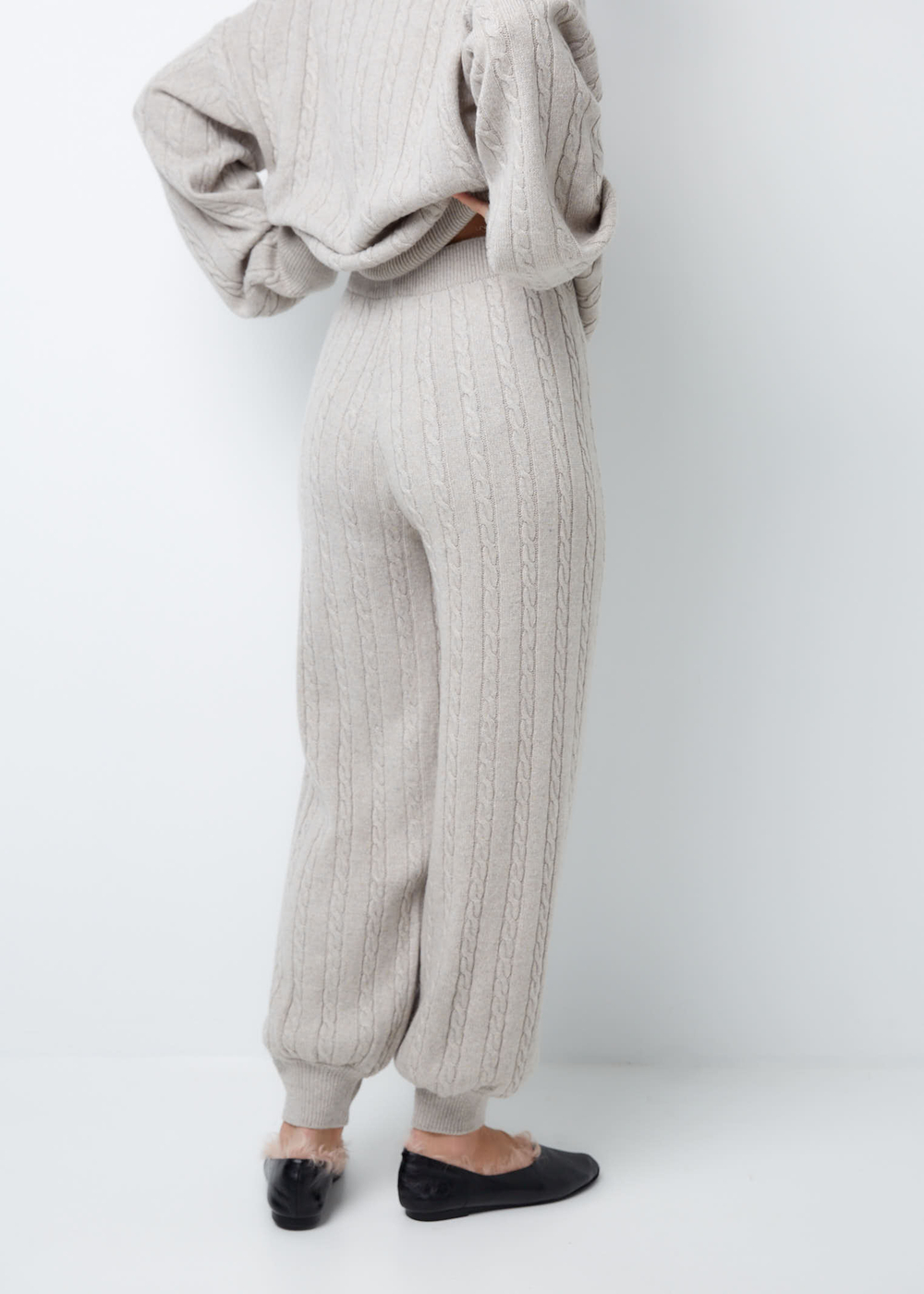 Брюки из смесового кашемира серо-бежевый