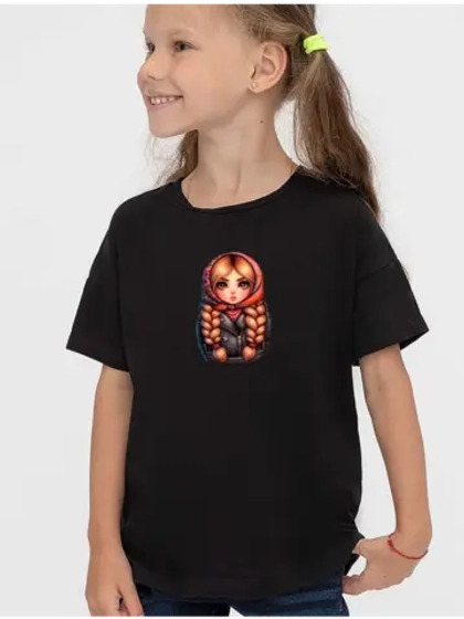 Футболка детская с рыженькой Матрешкой