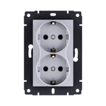 Розетка штепсельная SCHUKO двойная 16A/250 В, серый Kollinger REA-032GY для Aspekt, Eleganz, Reflex