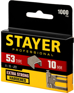 STAYER тип 53 (A/10/JT21), 10 мм, 1000 шт, калибр 23GA, скобы для степлера, Professional (3159-10)