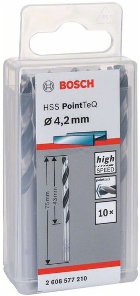 Сверло по металлу BOSCH HSS PointTeQ 4.2х75 мм 10 шт