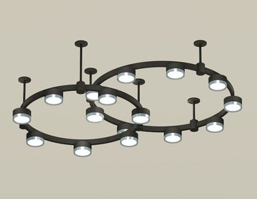 Комплект подвесного светильника 16*GX53 XR92221160/16 SBK/PPH черный песок/графит полированный GX53 (A9222, A9227, C9242, C9238, N8133) Techno Ring DIY System Complects Ambrella