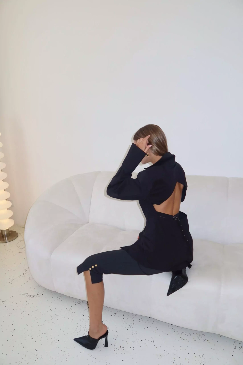 Рубашка из поплина с открытой спиной, Черный