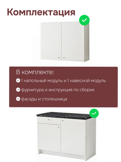 Кухонный гарнитур, 122х60х200, Кнок, KNOXHULT (КНОКСХУЛЬТ), белый, Dipriz