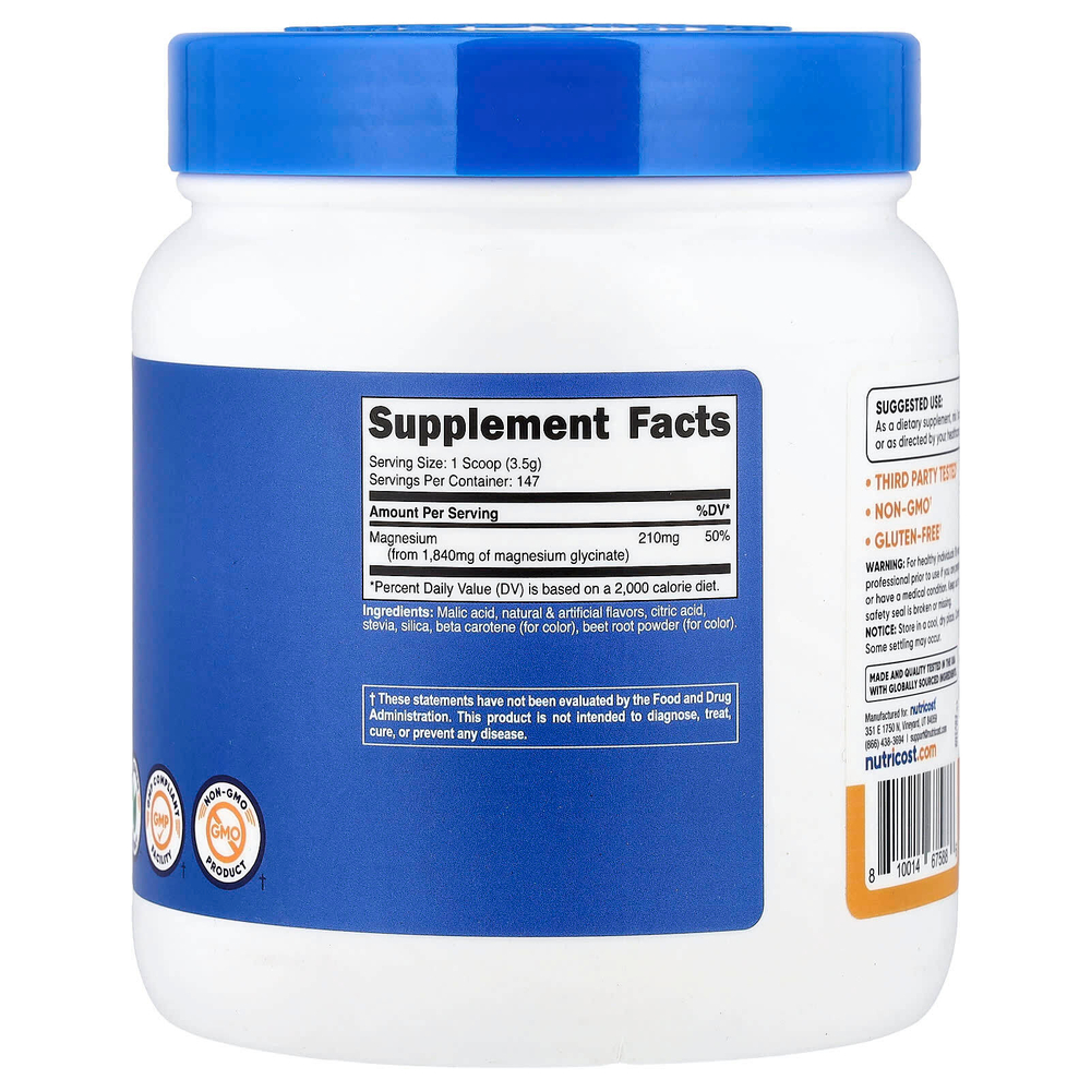 Nutricost, глицинат магния, персик и манго, 500 г (17,9 унции)