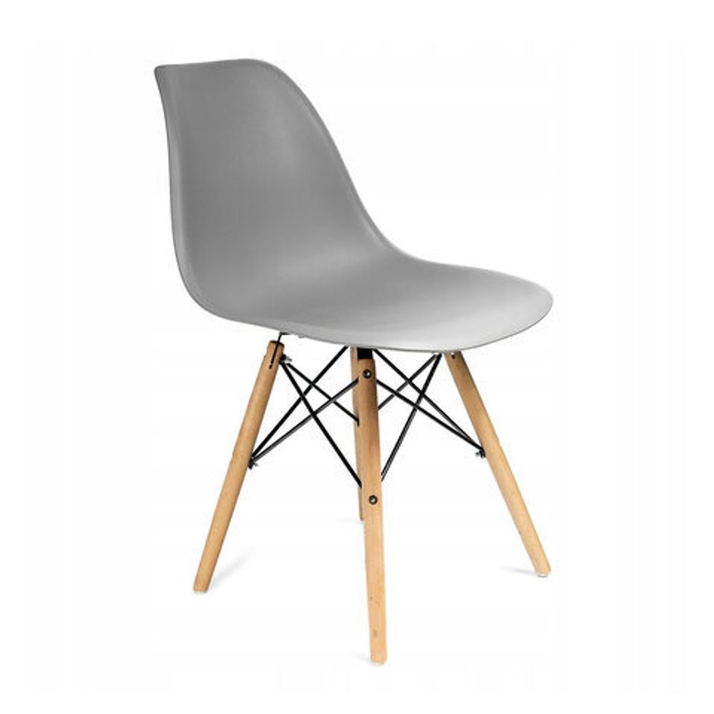 Стулья BRABIX "Eames CF-010", КОМПЛЕКТ 4 шт., пластик серый, опоры дерево/металл, 532632, 2033A