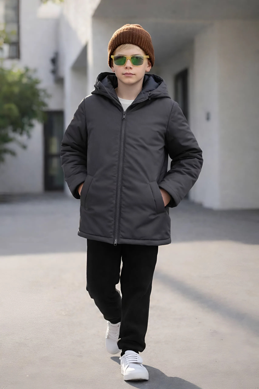 Парка демисезонная для мальчика "HN-10" темно-серый