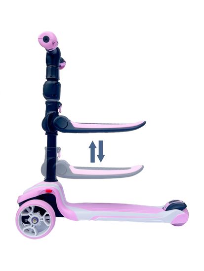 Самокат-беговел со светящимися колёсами 3 в 1 Scooter Micar Moby Pink