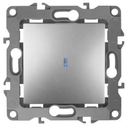 12-1102-03 ЭРА Выключатель с подсветкой, 10АХ-250В, IP20, Эра12, алюминий