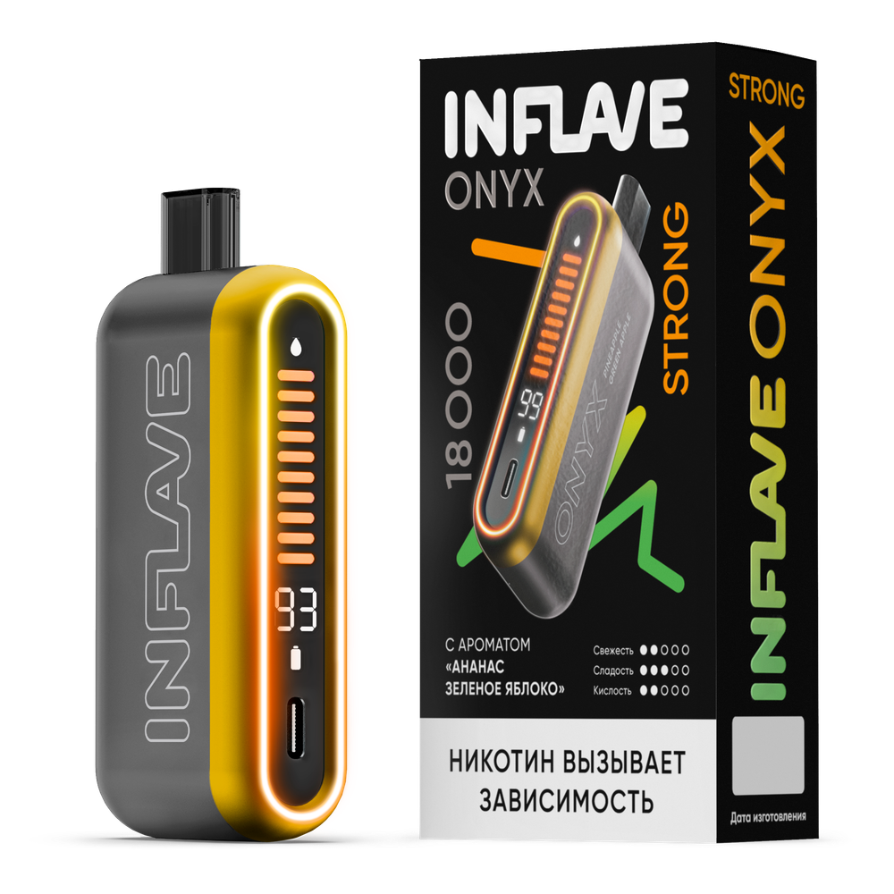 Inflave Onyx Strong Ананас-зелёное яблоко 18000 затяжек 20мг (2%)