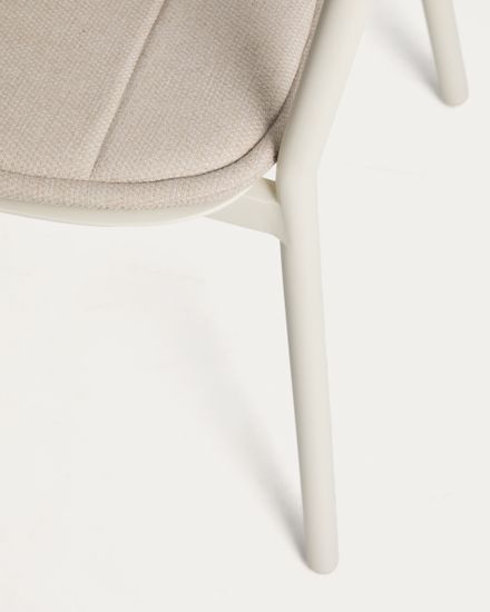 Уличный стул Alimia из алюминия цвета экрю с бежевой веревкой