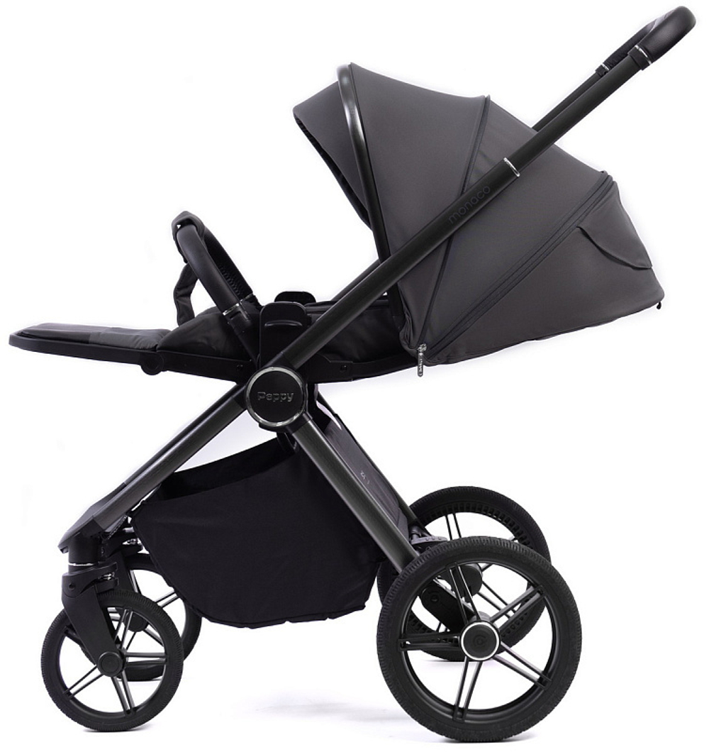 Детская коляска Peppy Monaco 3 в 1 с автокреслом Verona Black Antrazit (графитовый), рама серая