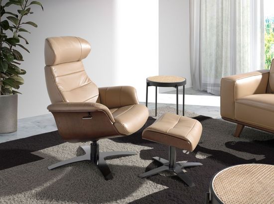 Поворотное кресло 5087/A928-M5668 с обивкой из песочной кожи Испания 