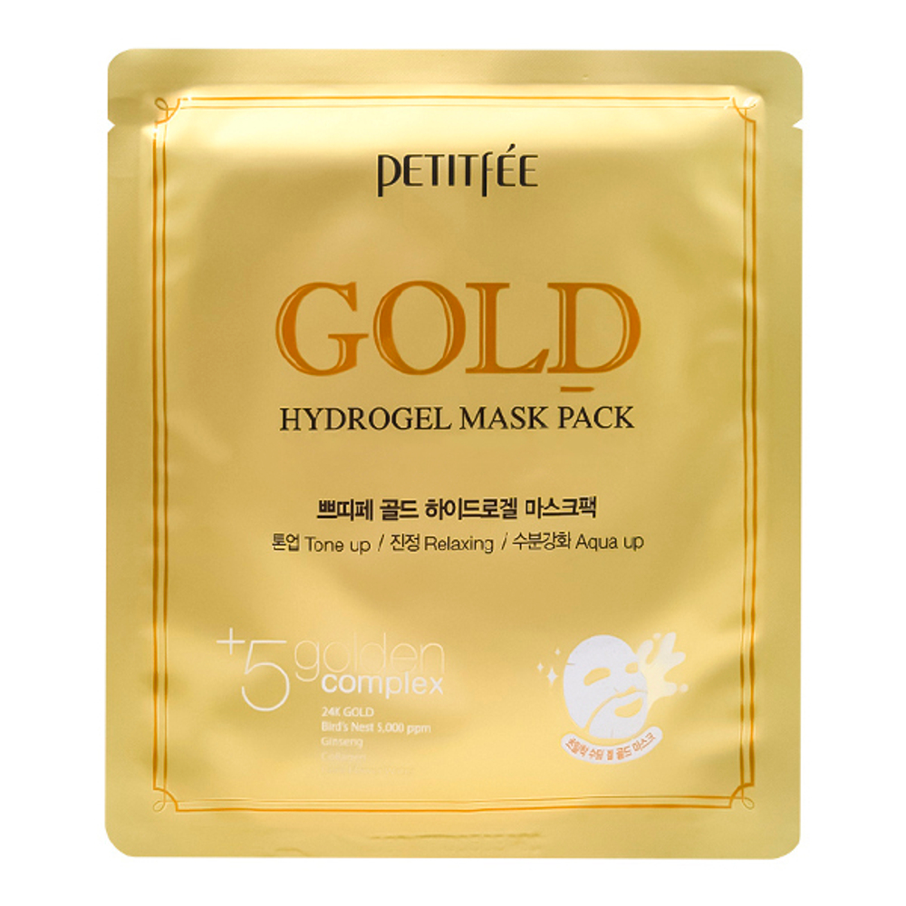 Petitfee Маска гидрогелевая c золотом - Gold hydrogel mask pack, 32г, шт