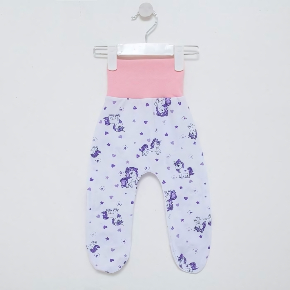 Ползунки детские, цвет белый/фиолетовый, рост 74 см (Детская линия)