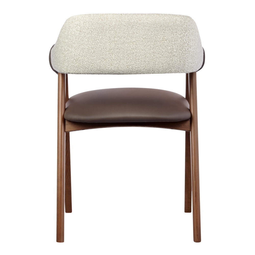 Стул KELLI бежевый букле, экокожа коричневая, орех