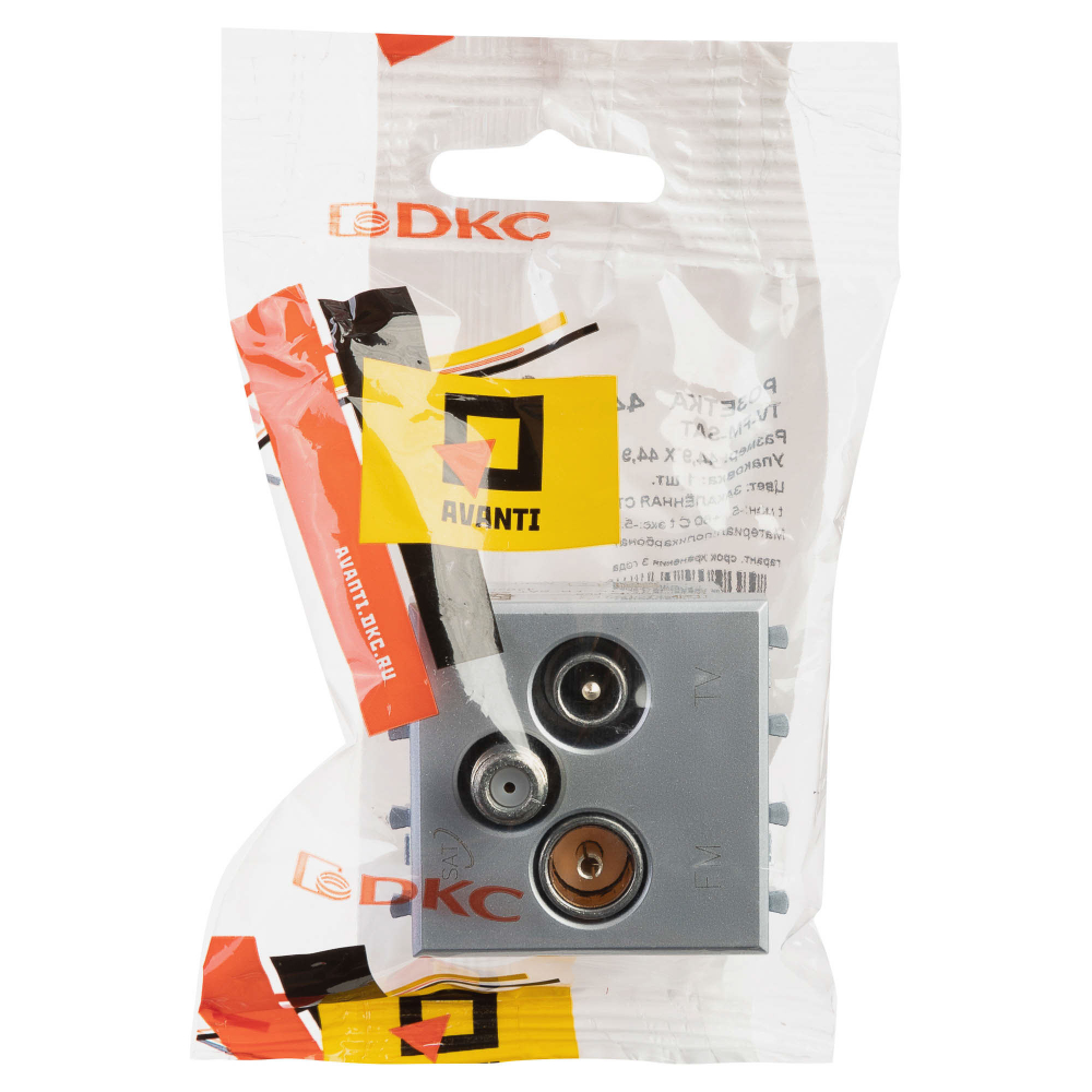 Розетка TV-FM-SAT модульная, "Avanti", "Закаленная сталь", 2 модуля