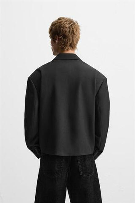 ZARA УКОРОЧЕННЫЙ БЛЕЙЗЕР, ЧЕРНЫЙ