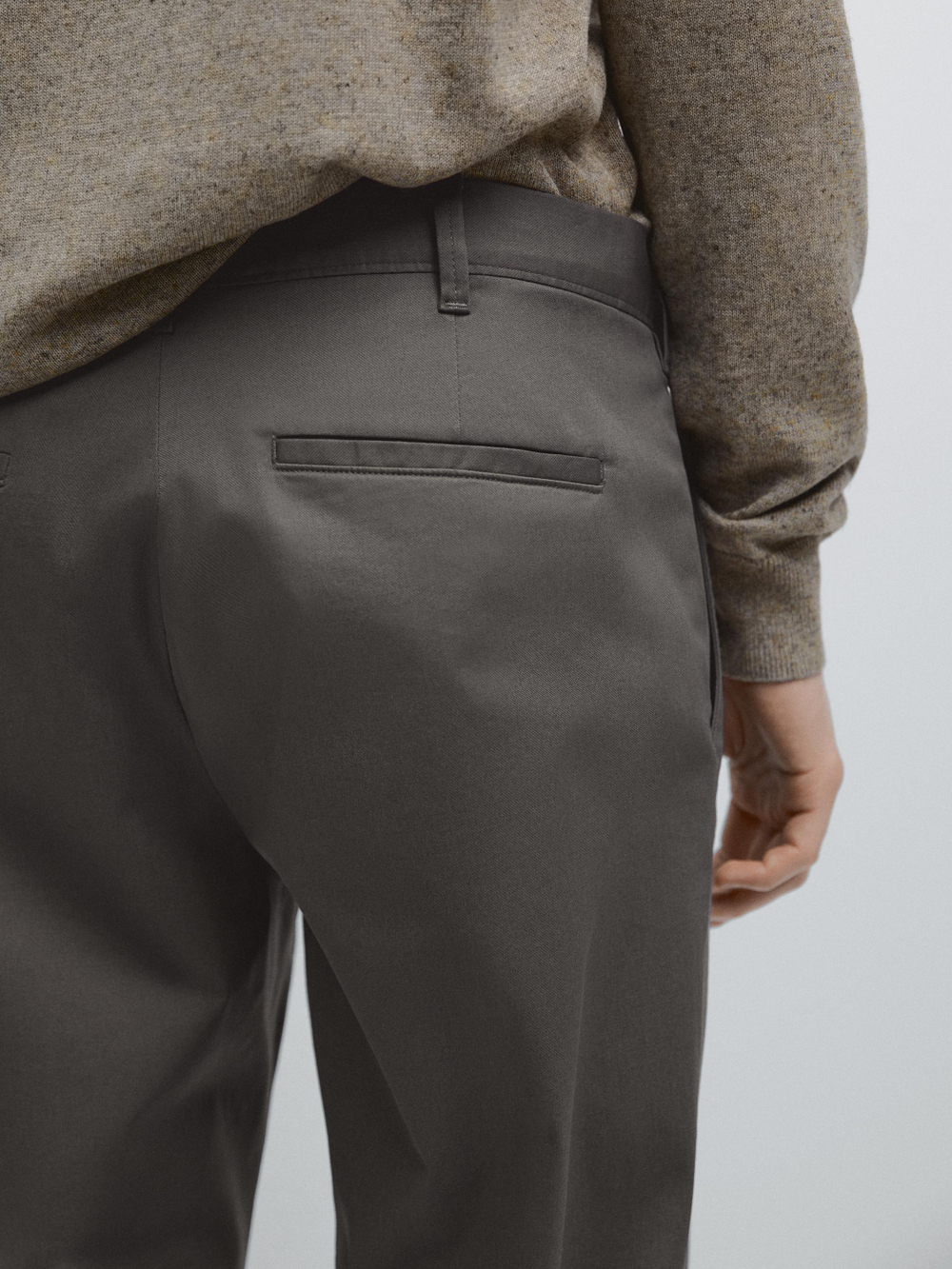 Massimo Dutti Зауженные брюки из смесовой хлопковой ткани, серый