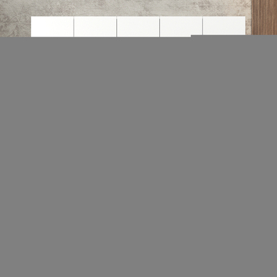 Шкаф Агератум МДФ четырехсекционный с антресолью и стеллажом в белой эмали - Белый Фасадный 0101  260*60*240