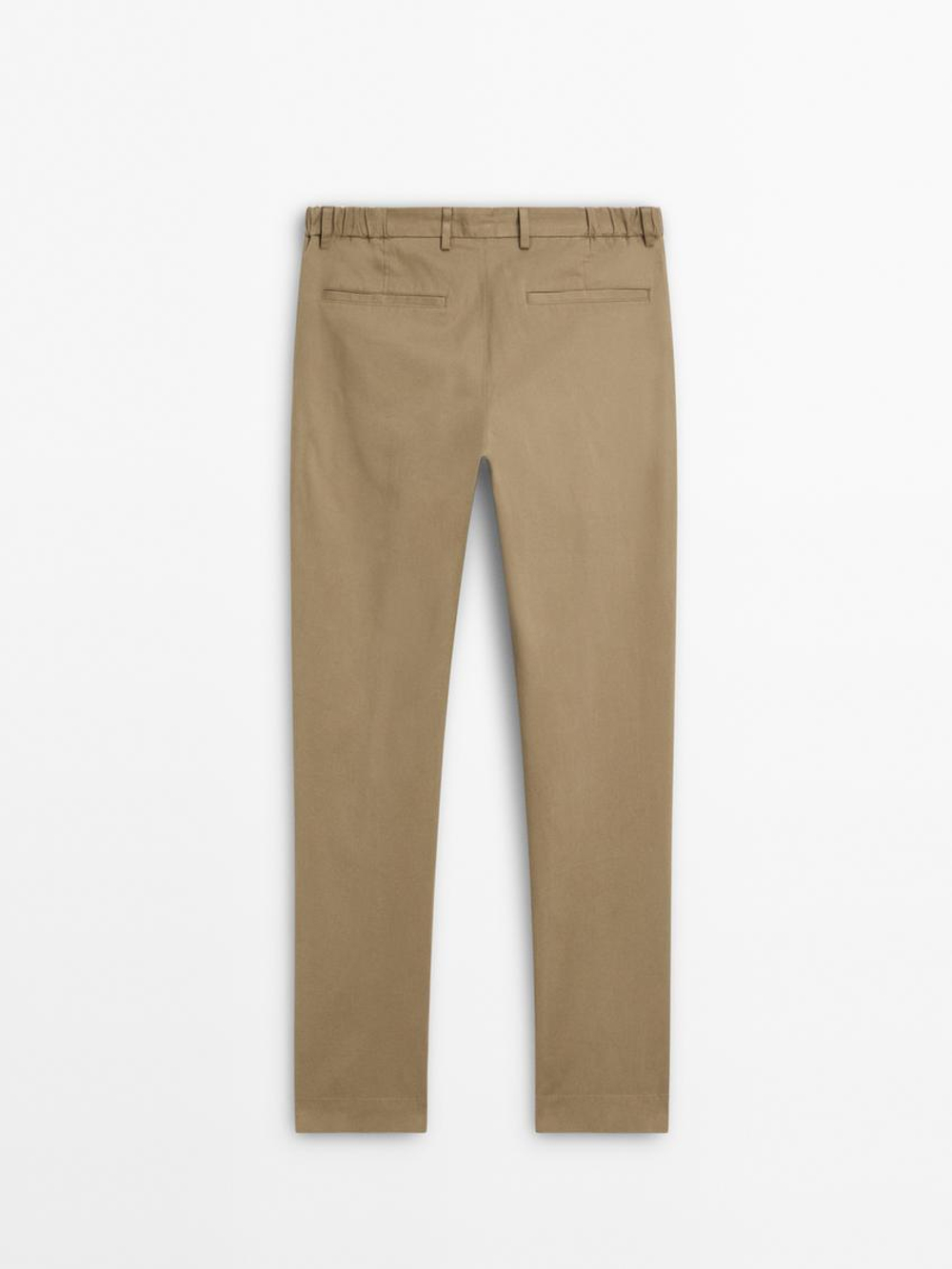 Massimo Dutti Зауженные брюки из твила, цвет верблюжьей шерсти